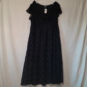 NWT Hot Topic Black Planchette Tie-Front Plus Size Midi Dress; size 2